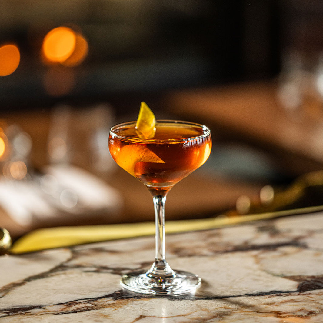 Cocktail made with Brevis White Vermouth and Brevis Sweet Red Vermouth.